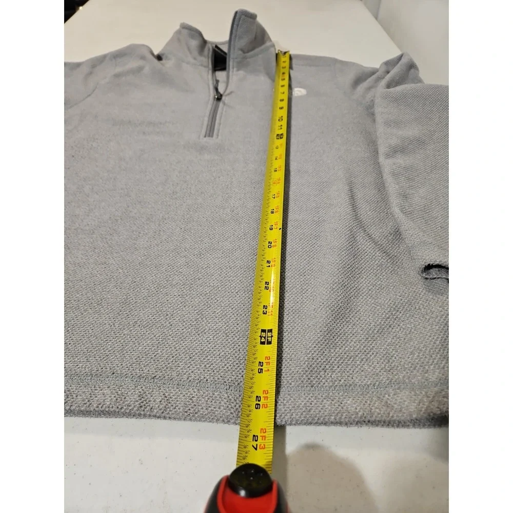 The North Face 1/4 Zip Fleece Pullover Mens Medium Gray Waffle Knit Jacket (1749